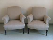 A pair of French Napoleon III armchairs