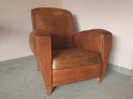 A Vintage French leather armchair