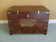 A 19thC teak military trunk