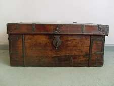 A 19thC Kurdish leather trunk