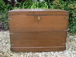 A brass bound oak trunk