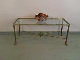 A solid brass 20thC coffee table