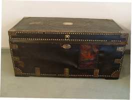 A Regency hide covered trunk