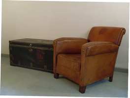 A 1930's French leather armchair
