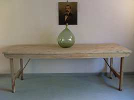 A French artists studio trestle table in bleached oak