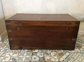 A large 19thC camphor campaign trunk