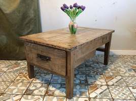 A French elm topped coffee table