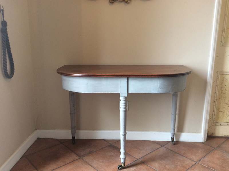 A 19thC 'D' end hall console table