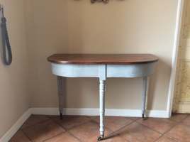 A 19thC 'D' end hall console table
