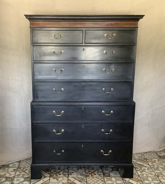 A Geo III ebonized chest on chest