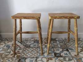 A pair of late Victorian stools