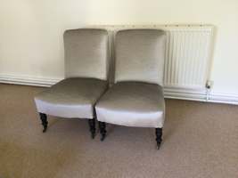 A pair of French slipper side chairs