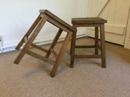 A pair of elm topped stools