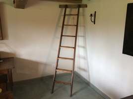 A Victorian pine shop/library ladder