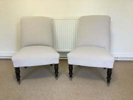 A pair of Napoleon III slipper chairs