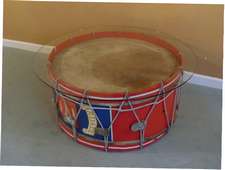 A 19thc Military drum coffee table